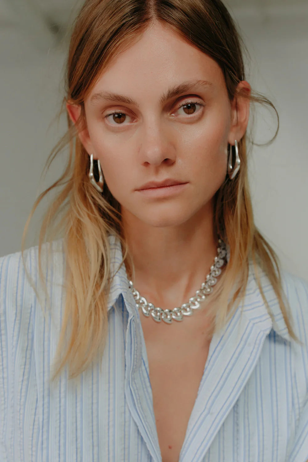 Mona Dress in Blue Strip Seersucker