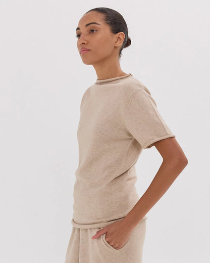 The Funnel Neck Tee in Dune