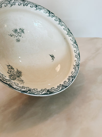 Antique French Ceramic Salad Bowl