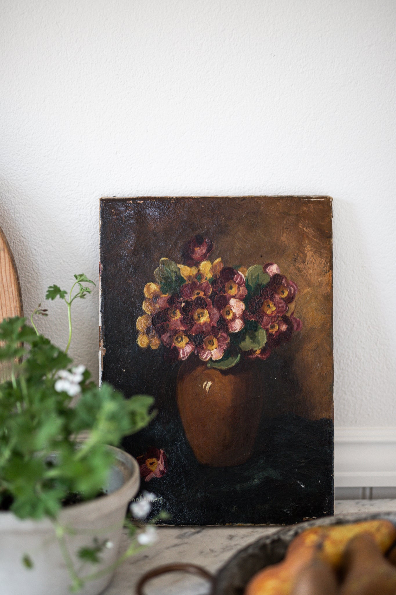 Antique Dutch Artwork | Moody Flowers in Vase