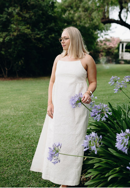 Misty Dress in Ivory Jacquard