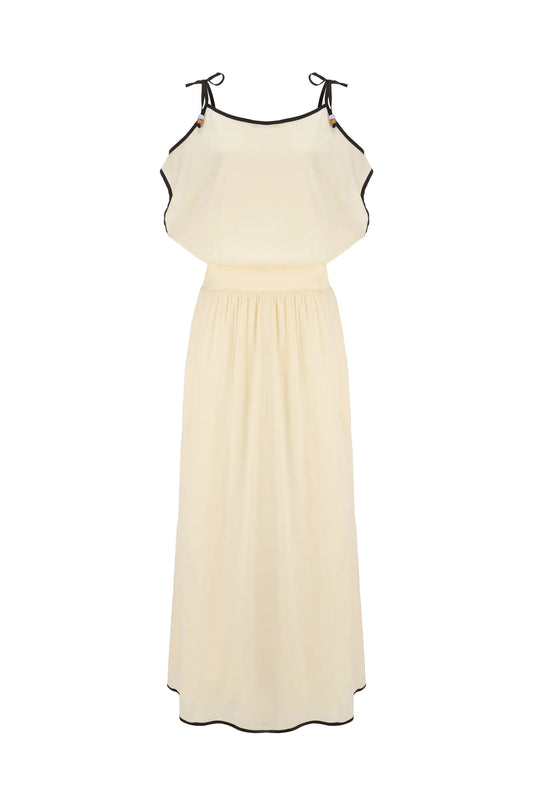 The Calista Dress in Cream / Black