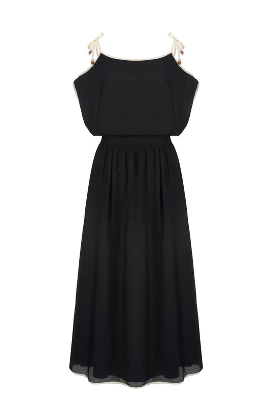 The Calista Dress in Black / Cream