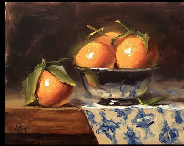 ‘Clementines in Silver Bowl’