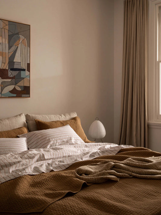 Pure Cotton Quilt Coverlet in Brûlée Caramel | double size
