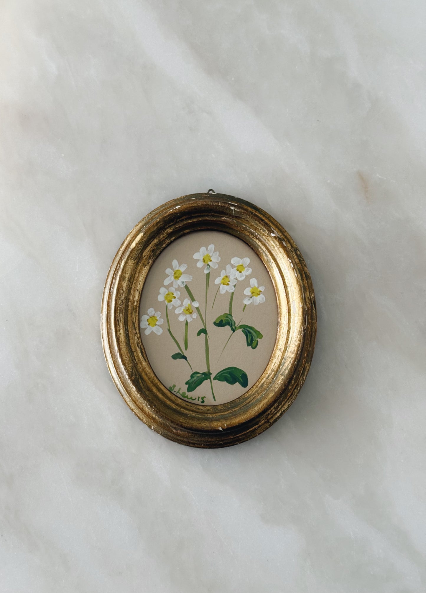 English Floral Artworks in Antique Frames