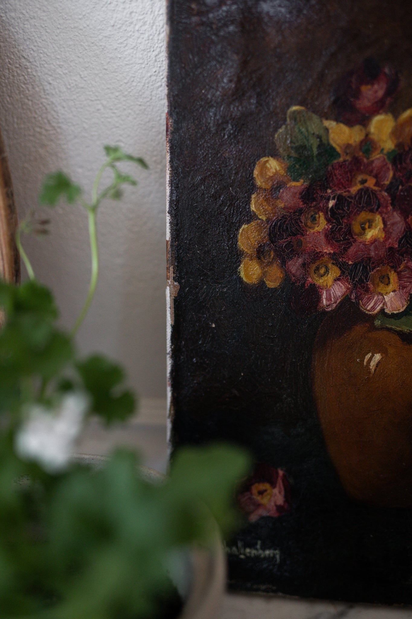 Antique Dutch Artwork | Moody Flowers in Vase