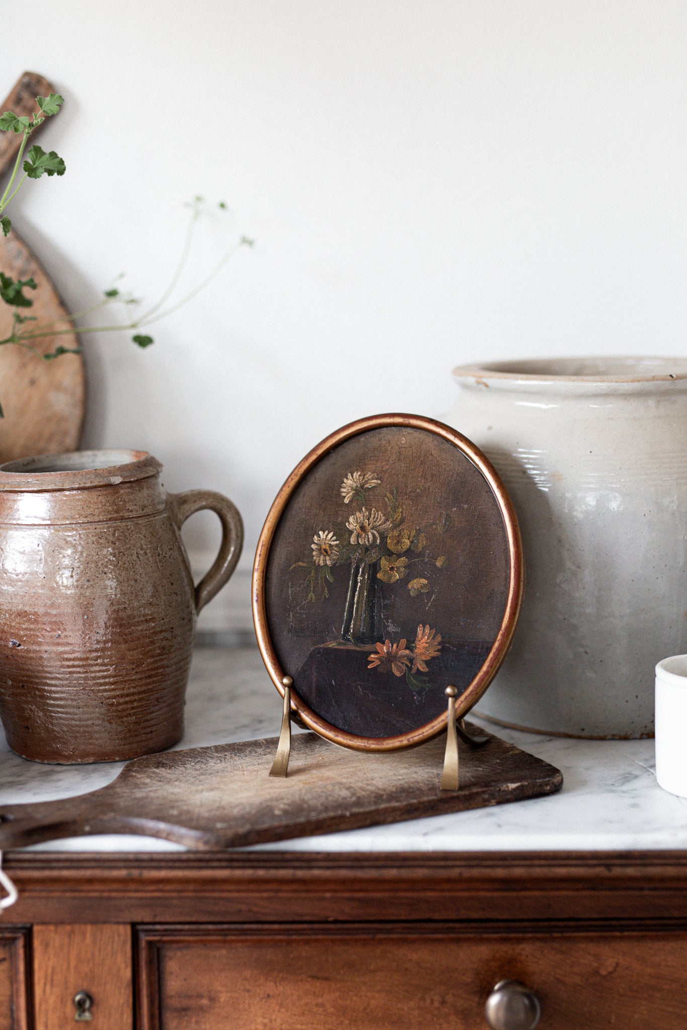 A Rare Pair of Antique Dutch Artworks in Oval frames | Set of 2