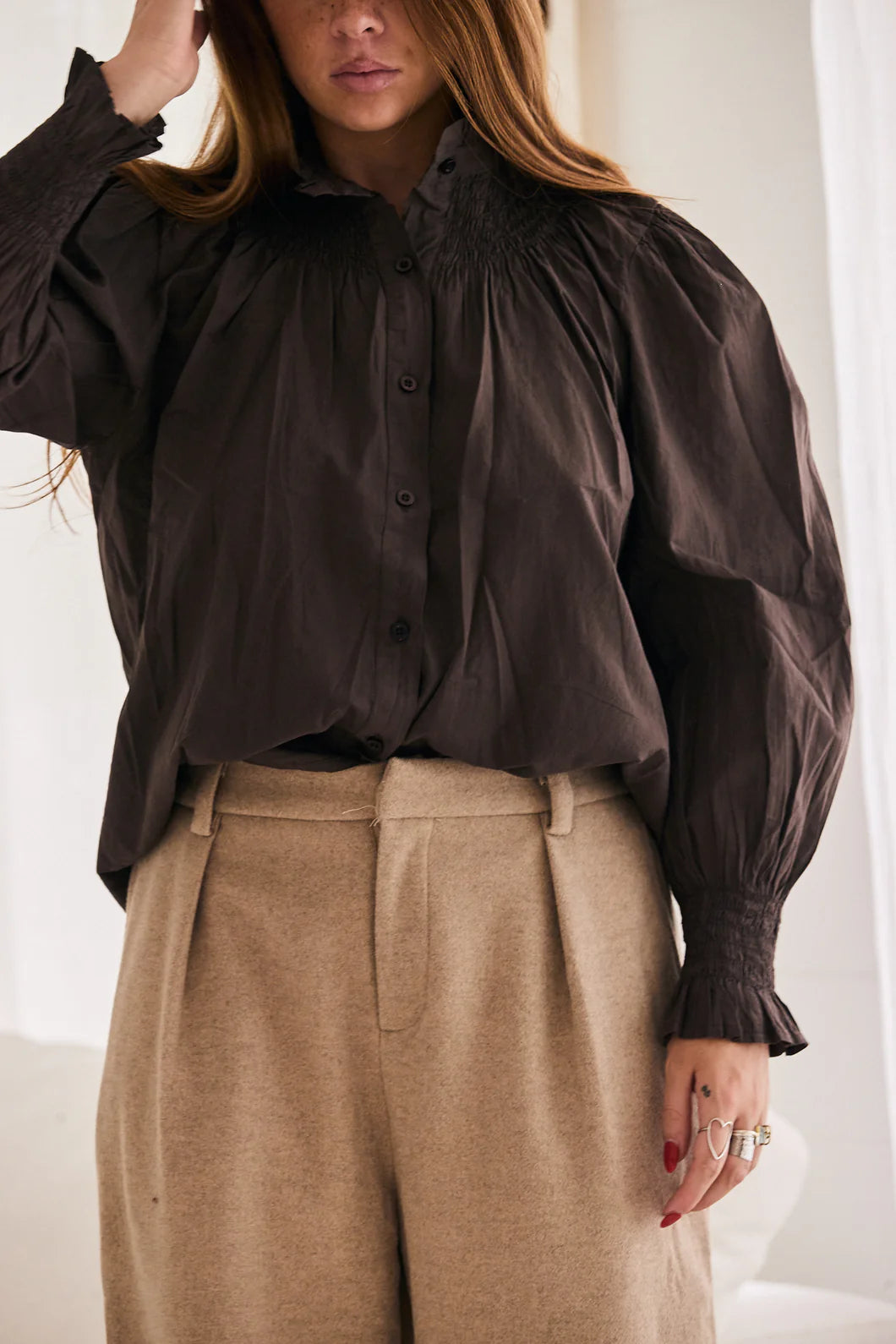 The Smock Blouse in Chocolate