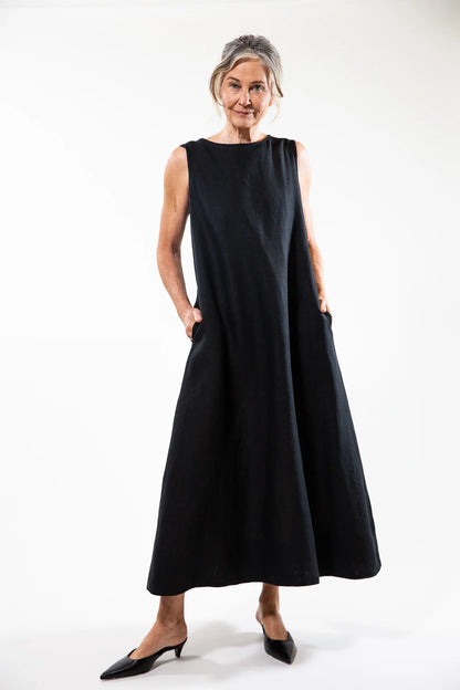 The Albert Dress in Black Linen