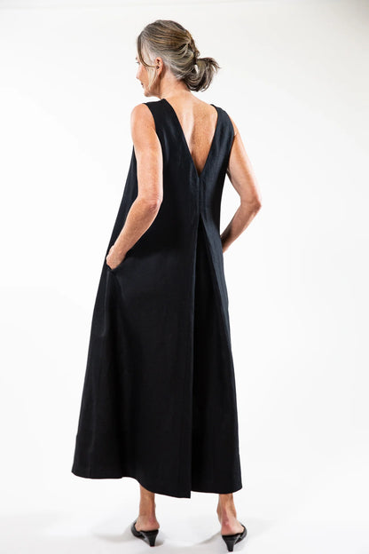 The Albert Dress in Black Linen