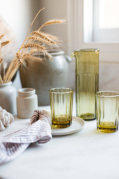 Hand Blown Glass Carafe in Amber