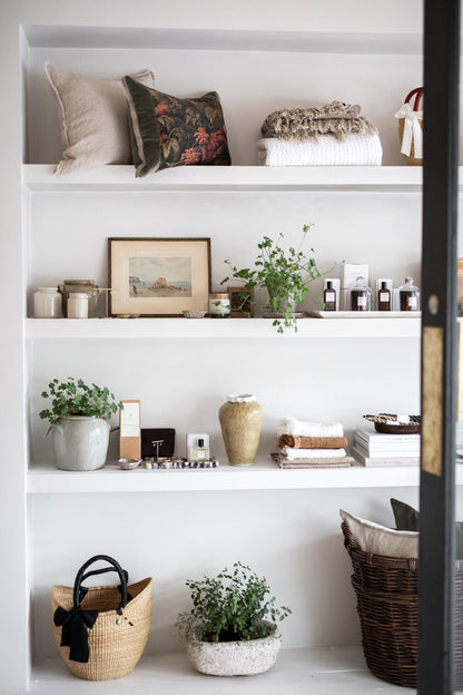 French Linen & Velvet Palm & Monstera Cushions