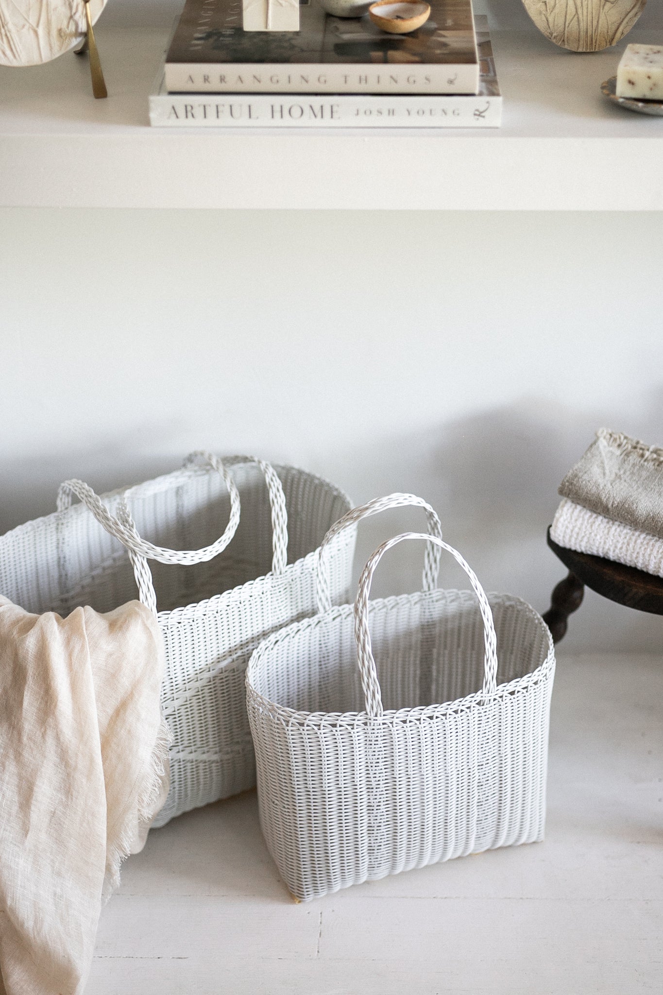 Small Handwoven Palorosa Basket | White