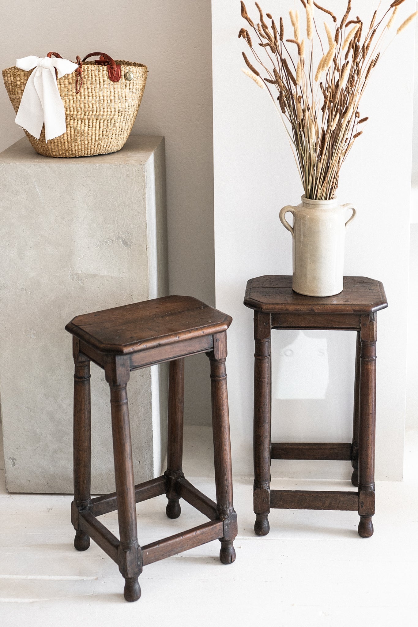 Stunning 18th century Antique French Oak Joint Stools in Dark Oak