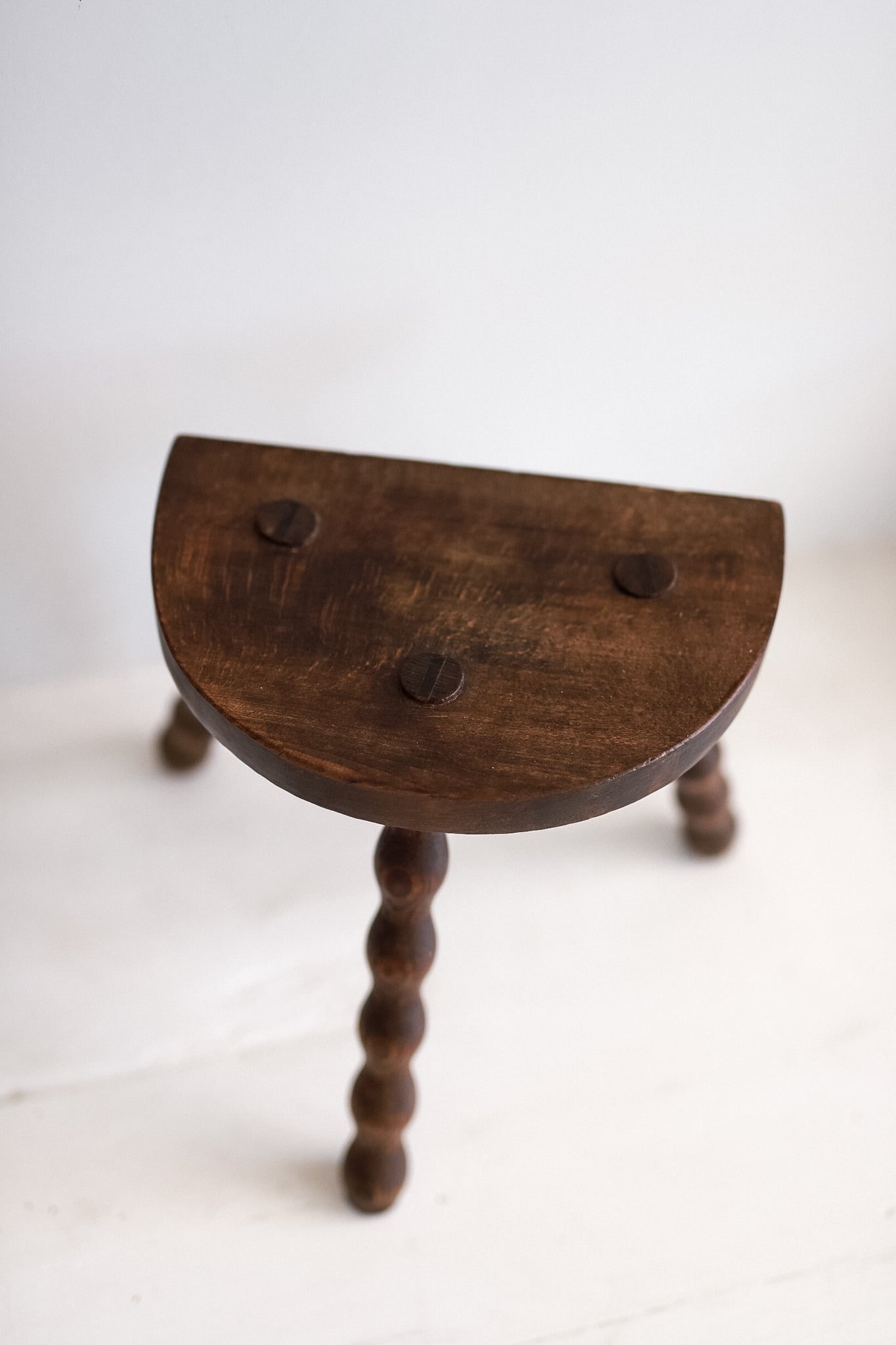 Antique French Bobbin Demilune Stool