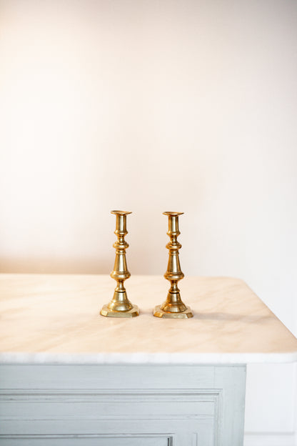 Antique Brass Tall Candlestick | Set of 2
