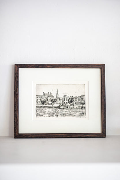 An Original Etching of a Dutch city in Dark Oak | N. 1