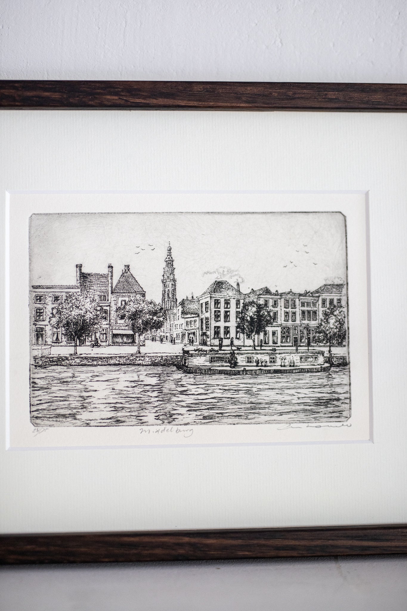 An Original Etching of a Dutch city in Dark Oak | N. 1