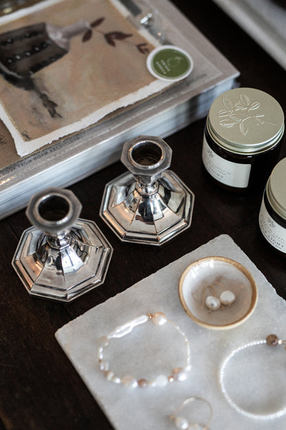 Antique French Silver Candlestick Holder | Set of 2