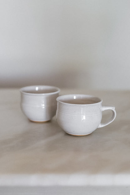 NEW Pottery Tea Cup in Snow White