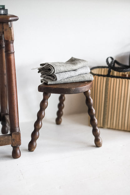 Antique French Bobbin Demilune Stool