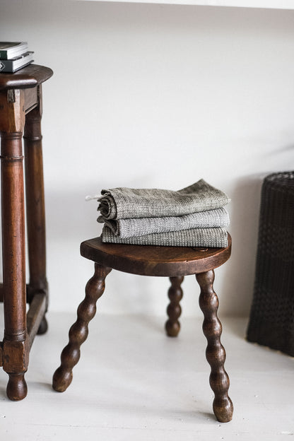 Antique French Bobbin Demilune Stool
