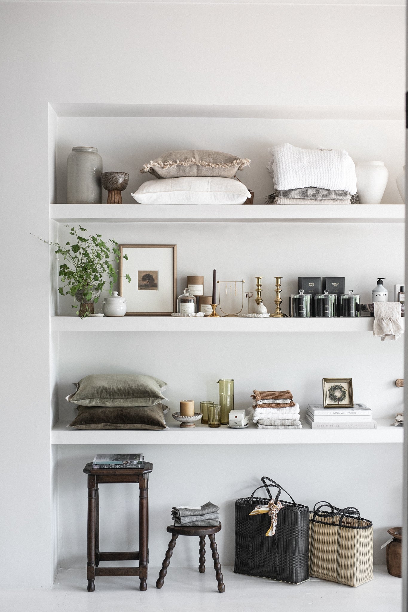 Antique French Bobbin Demilune Stool