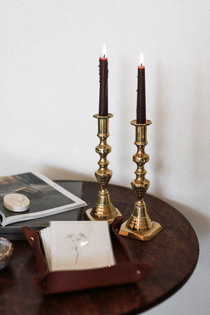 Antique Brass Tall Candlestick | Set of 2