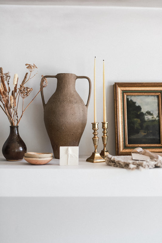 Antique Brass Slender Candlestick | Set of 2