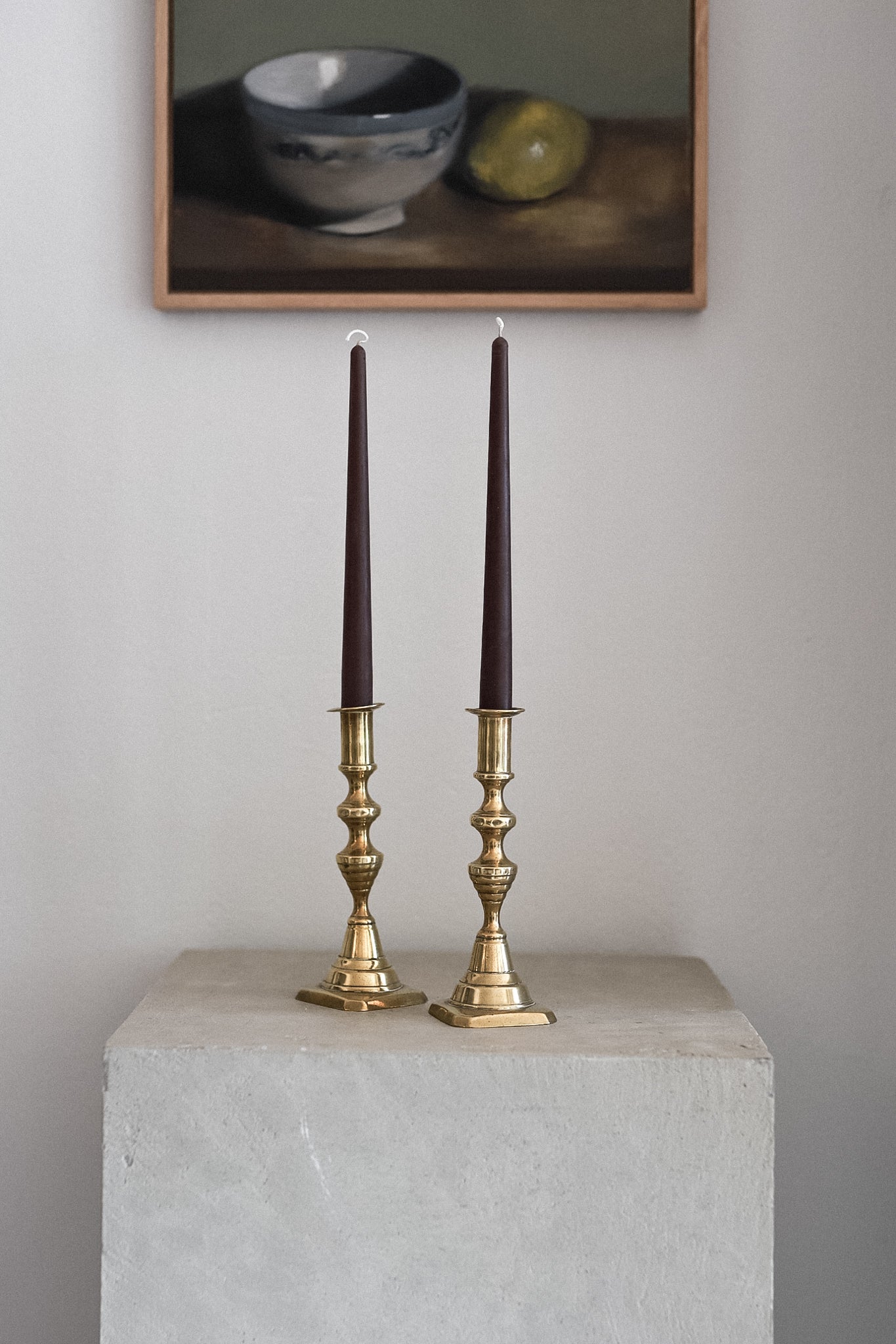 Antique English Brass Candlesticks | Set of 2