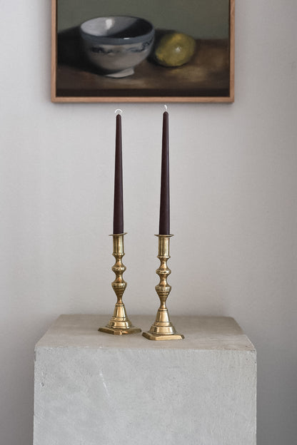 Antique English Brass Candlesticks | Set of 2