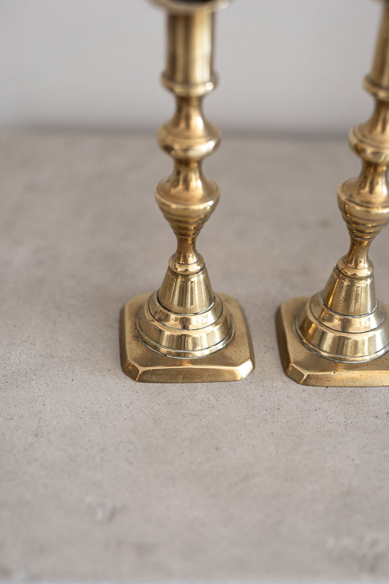 Antique English Brass Candlesticks | Set of 2