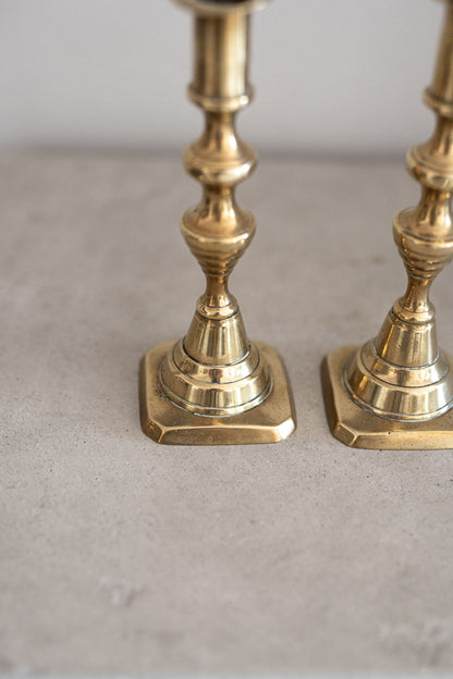 Antique English Brass Candlesticks | Set of 2