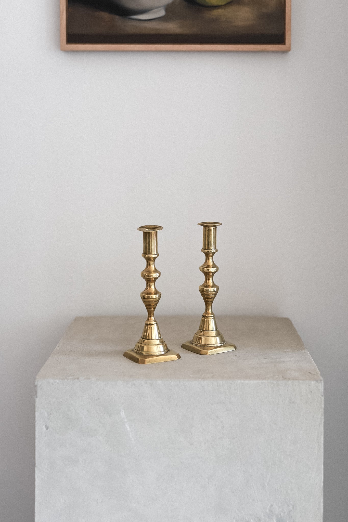 Antique English Brass Candlesticks | Set of 2
