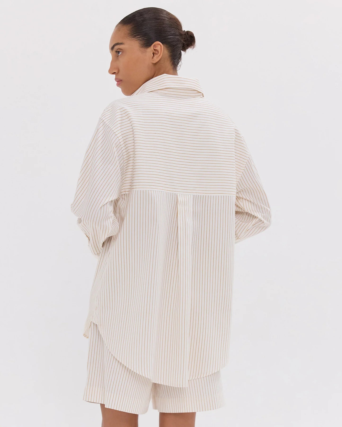 The Dropped Yoke Shirt in Italian Wheat & White