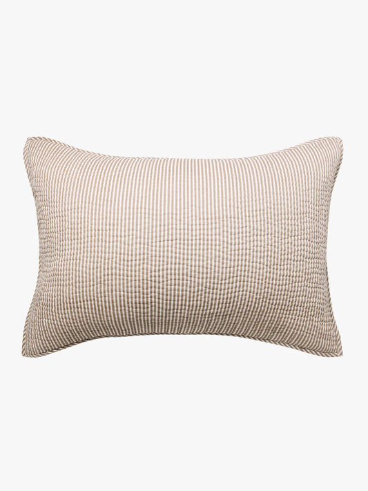 Cotton Quilted Pillowcase in Cafe Stripe