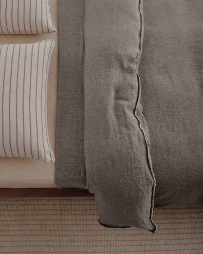 Linen Pillowcase x Standard | Nox/Sable stripe