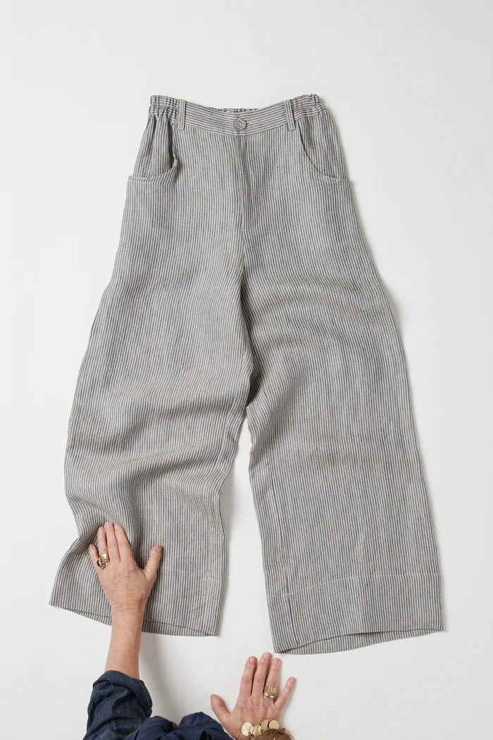 Bowie Wide Leg Pant | Chambray Stripe