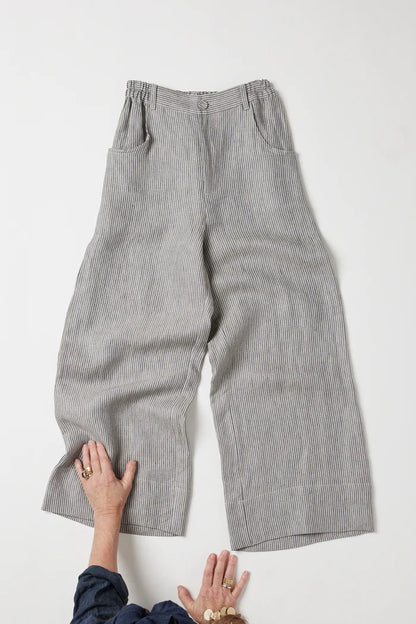 Bowie Wide Leg Pant | Chambray Stripe