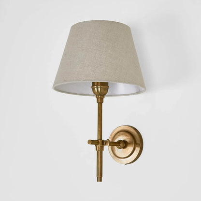 Brass Wall Sconce Lamp with Linen Shade