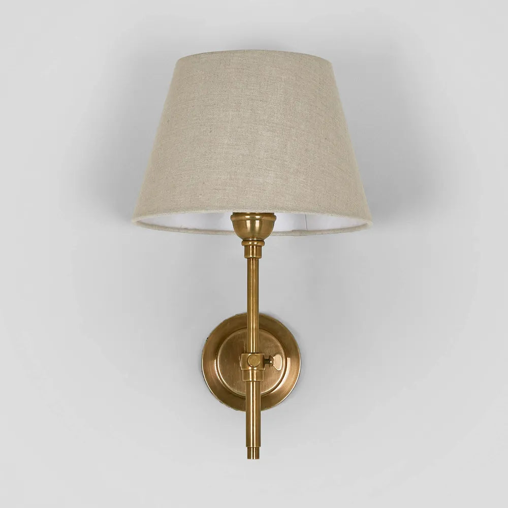 Brass Wall Sconce Lamp with Linen Shade