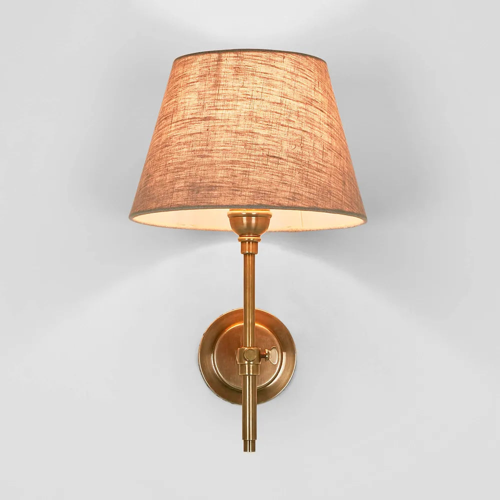 Brass Wall Sconce Lamp with Linen Shade