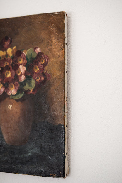 Antique Dutch Artwork | Moody Flowers in Vase