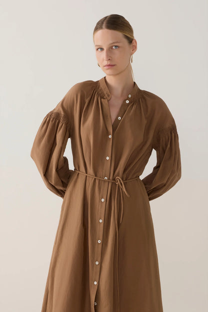 Leilani Dress | Chestnut Cotton Silk