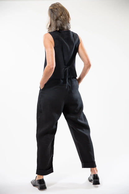 The Charlie Pant in Black Linen