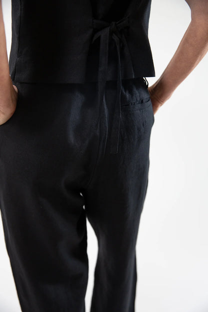 The Charlie Pant in Black Linen