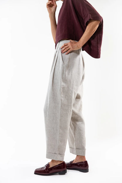 The Charlie Pant in Natural Linen