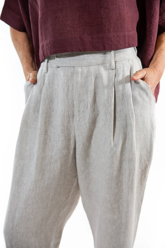 The Charlie Pant in Natural Linen