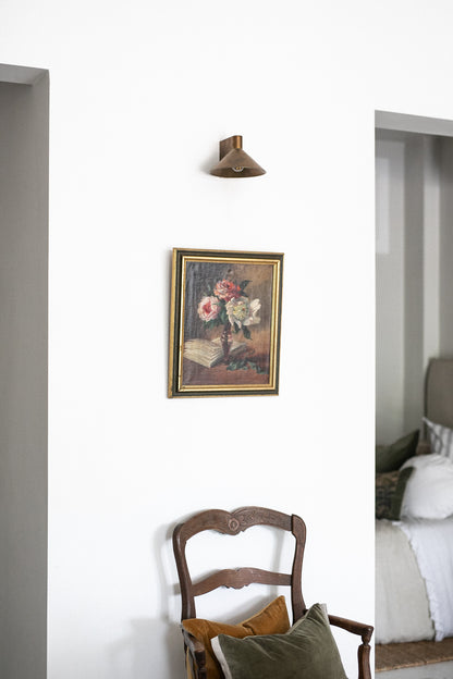 French Antique Oil Painting | 'Roses in Vase' Still Life